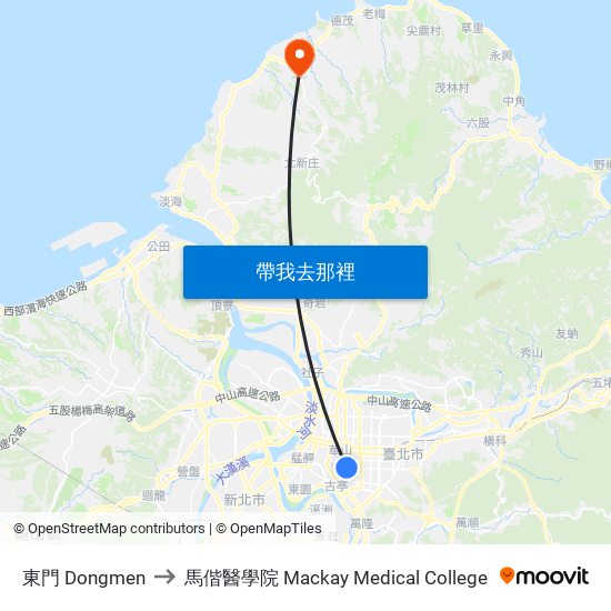 東門 Dongmen to 馬偕醫學院 Mackay Medical College map