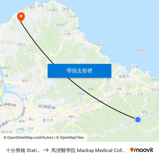 十分寮橋 Station to 馬偕醫學院 Mackay Medical College map