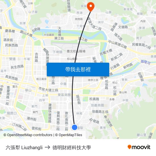 六張犁 Liuzhangli to 德明財經科技大學 map