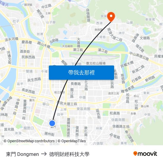 東門 Dongmen to 德明財經科技大學 map