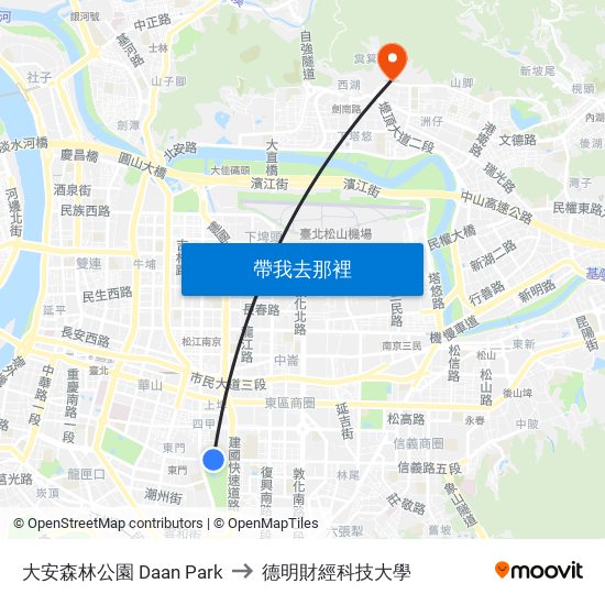 大安森林公園 Daan Park to 德明財經科技大學 map