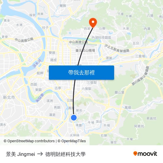景美 Jingmei to 德明財經科技大學 map