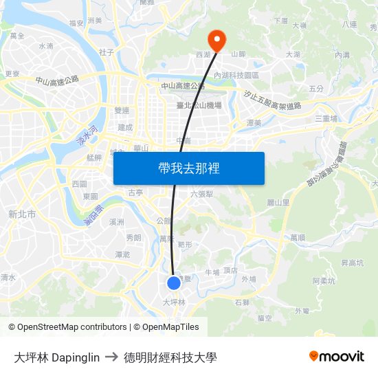 大坪林 Dapinglin to 德明財經科技大學 map