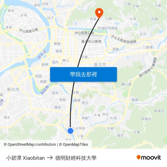 小碧潭 Xiaobitan to 德明財經科技大學 map
