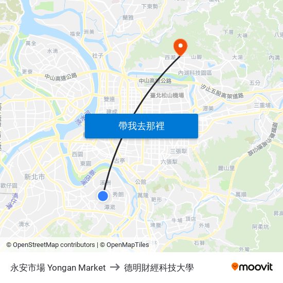 永安市場 Yongan Market to 德明財經科技大學 map