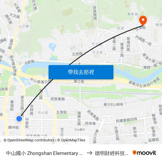 中山國小 Zhongshan Elementary School to 德明財經科技大學 map
