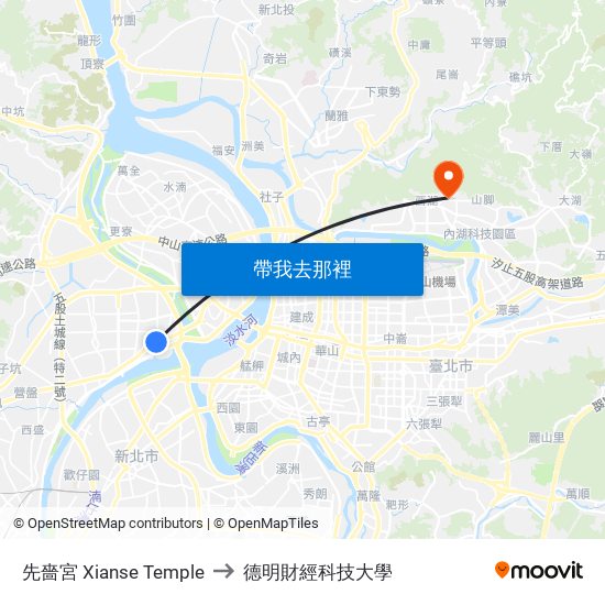 先嗇宮 Xianse Temple to 德明財經科技大學 map