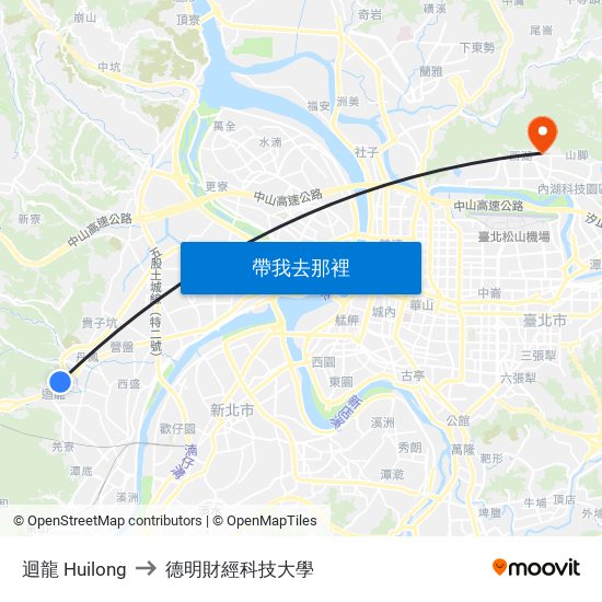 迴龍 Huilong to 德明財經科技大學 map