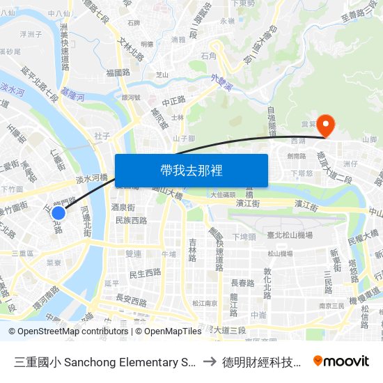 三重國小 Sanchong Elementary School to 德明財經科技大學 map
