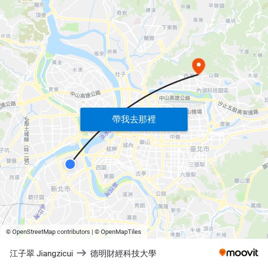 江子翠 Jiangzicui to 德明財經科技大學 map