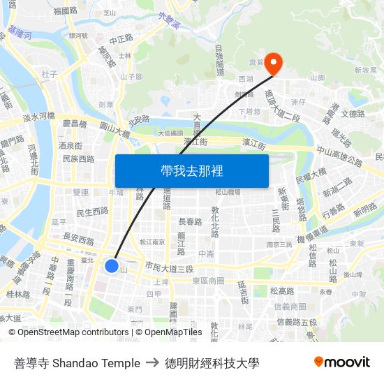 善導寺 Shandao Temple to 德明財經科技大學 map