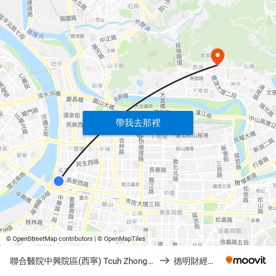 聯合醫院中興院區(西寧) Tcuh Zhongxin Branch (Xining) to 德明財經科技大學 map