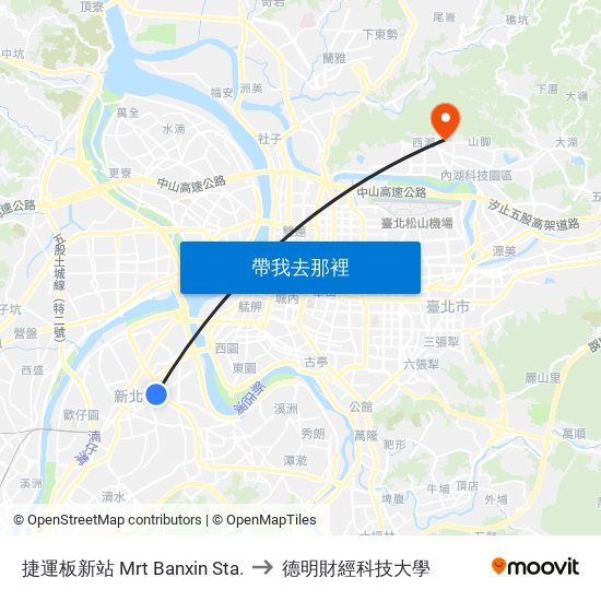 捷運板新站 Mrt Banxin Sta. to 德明財經科技大學 map