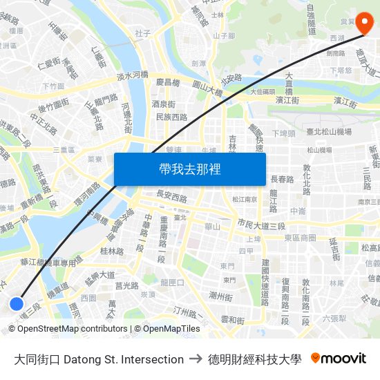 大同街口 Datong St. Intersection to 德明財經科技大學 map