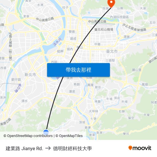 建業路 Jianye Rd. to 德明財經科技大學 map