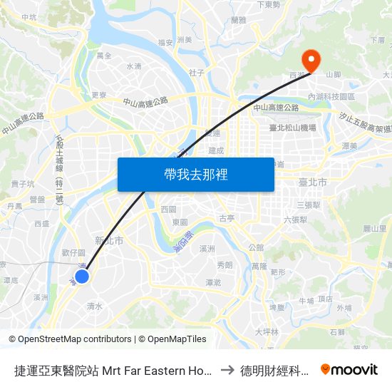 捷運亞東醫院站 Mrt Far Eastern Hospital Station to 德明財經科技大學 map