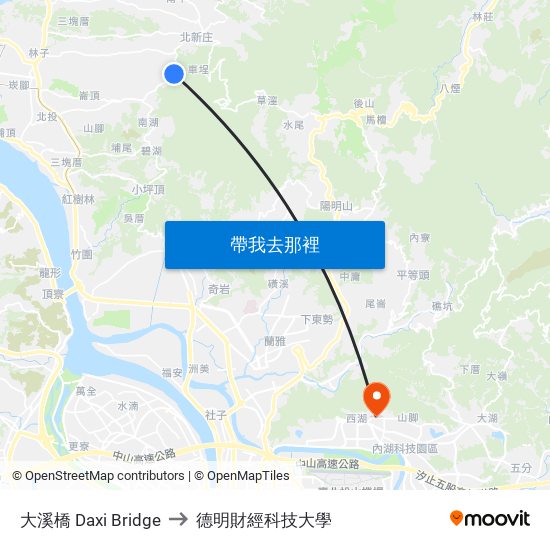 大溪橋 Daxi Bridge to 德明財經科技大學 map