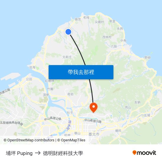 埔坪 Puping to 德明財經科技大學 map