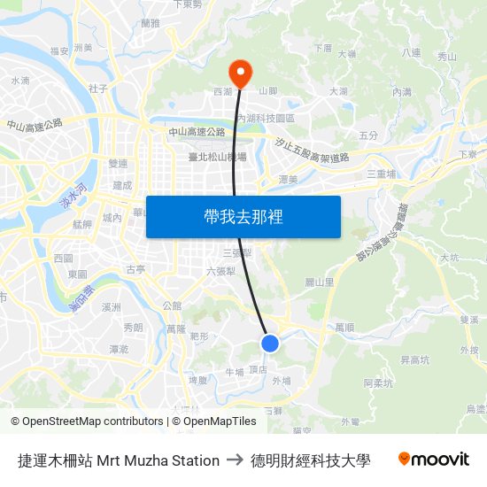 捷運木柵站 Mrt Muzha Station to 德明財經科技大學 map