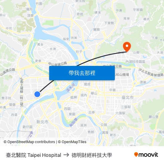 臺北醫院 Taipei Hospital to 德明財經科技大學 map