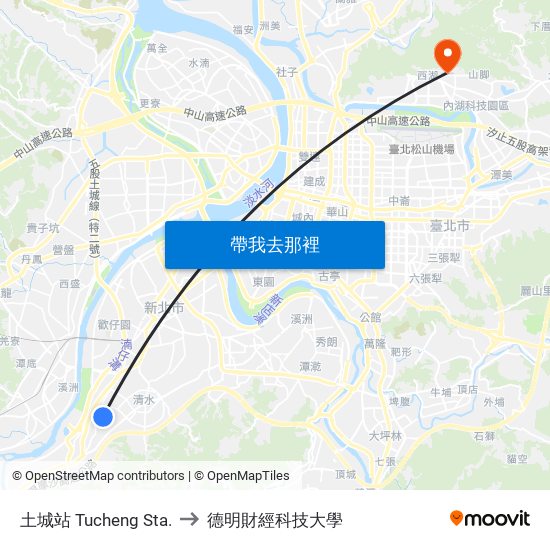 土城站 Tucheng Sta. to 德明財經科技大學 map