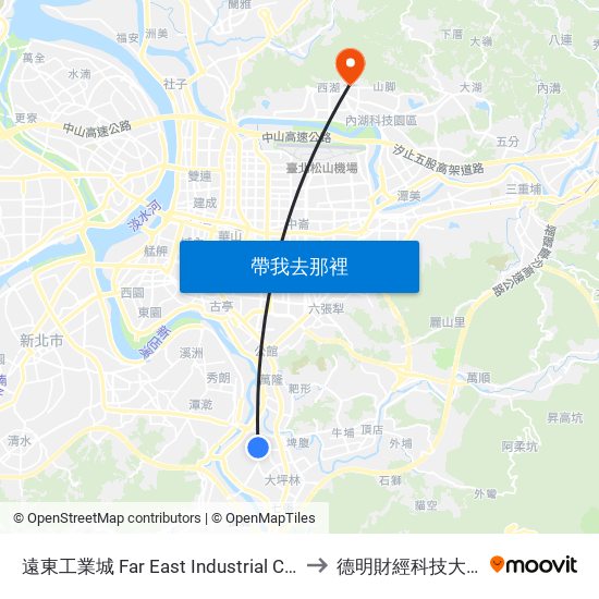 遠東工業城 Far East Industrial City to 德明財經科技大學 map