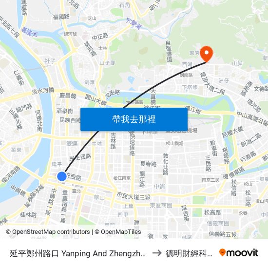 延平鄭州路口 Yanping And Zhengzhou Intersection to 德明財經科技大學 map