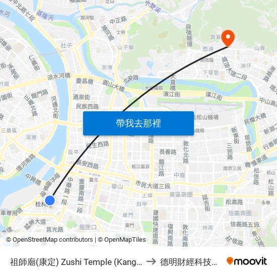 祖師廟(康定) Zushi Temple (Kangding) to 德明財經科技大學 map