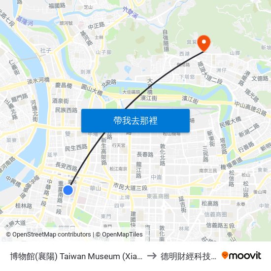博物館(襄陽) Taiwan Museum (Xiangyang) to 德明財經科技大學 map