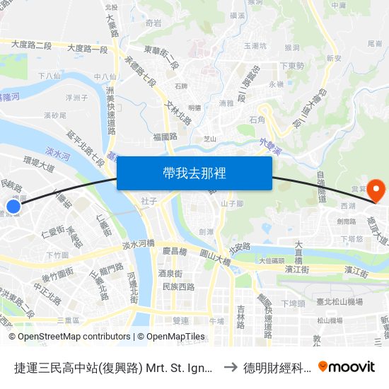 捷運三民高中站(復興路) Mrt. St. Ignatius High School to 德明財經科技大學 map