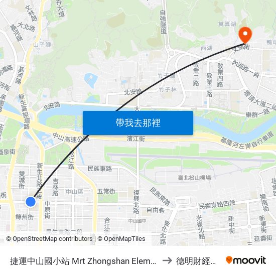 捷運中山國小站 Mrt Zhongshan Elementary School Station to 德明財經科技大學 map