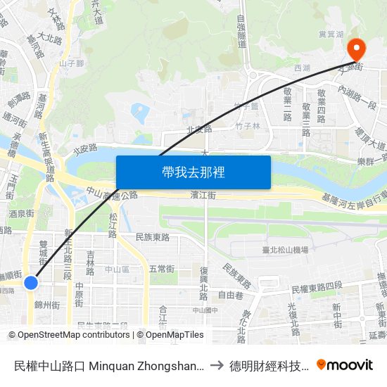 民權中山路口 Minquan Zhongshan Station to 德明財經科技大學 map