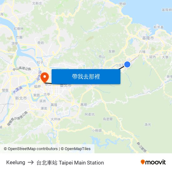 Keelung to 台北車站 Taipei Main Station map