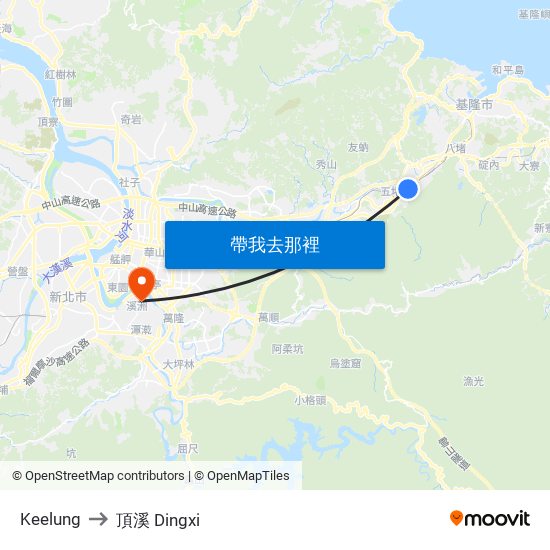 Keelung to 頂溪 Dingxi map