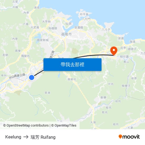 Keelung to 瑞芳 Ruifang map