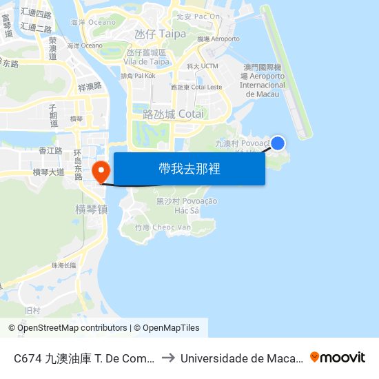 C674 九澳油庫 T. De Combustíveis Do P. De Ká-Hó to Universidade de Macau (澳門大學) Campus map