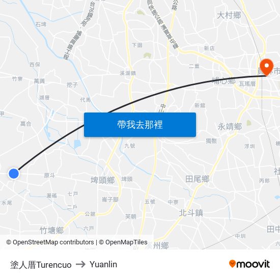 塗人厝Turencuo to Yuanlin map