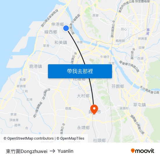 東竹圍Dongzhuwei to Yuanlin map
