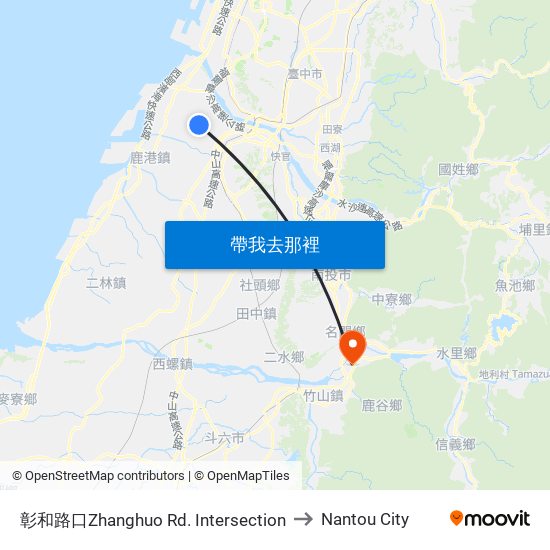 彰和路口Zhanghuo Rd. Intersection to Nantou City map