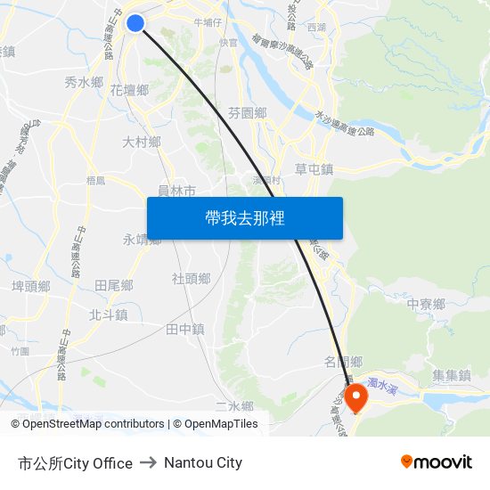 市公所City Office to Nantou City map