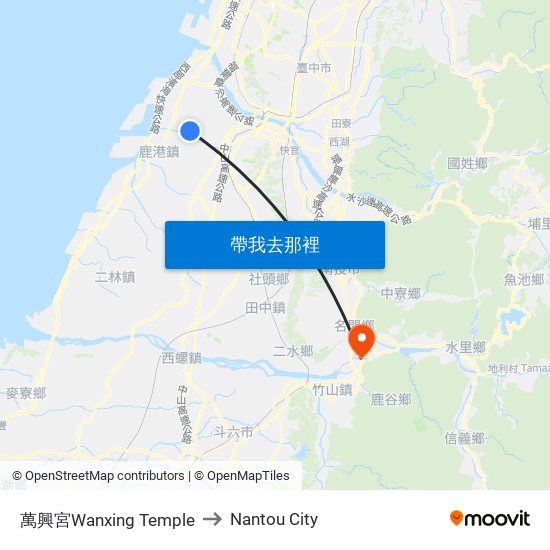 萬興宮Wanxing Temple to Nantou City map
