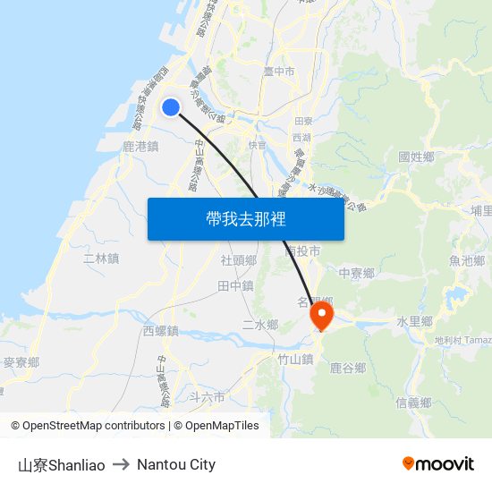 山寮Shanliao to Nantou City map