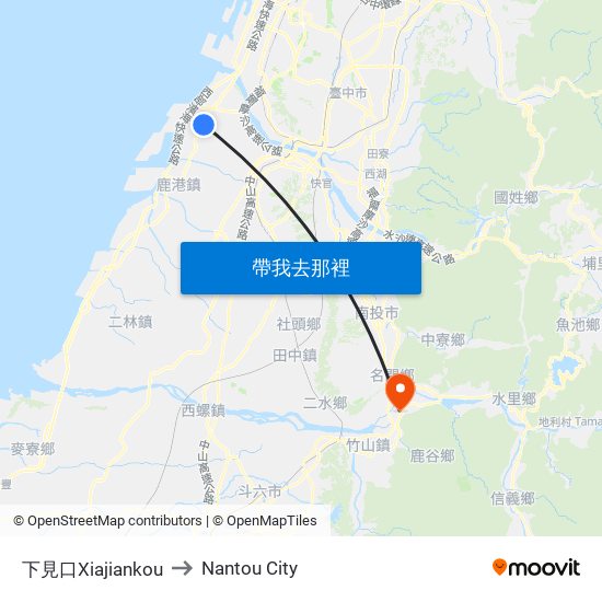 下見口Xiajiankou to Nantou City map