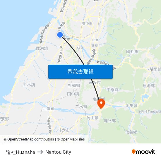 還社Huanshe to Nantou City map