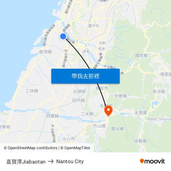 嘉寶潭Jiabaotan to Nantou City map