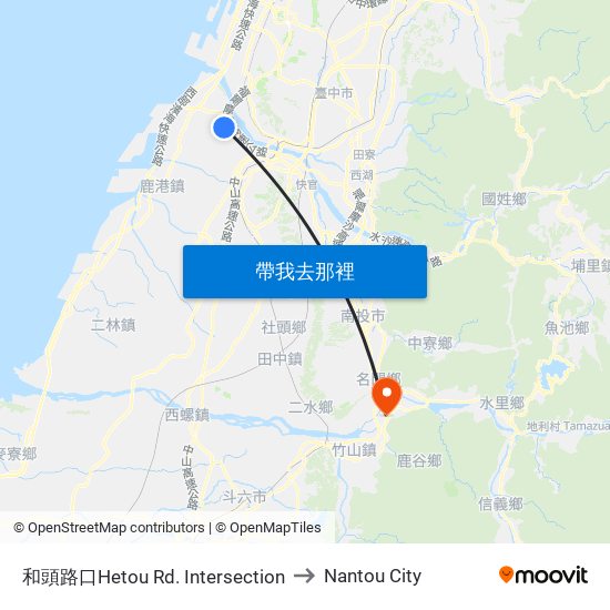 和頭路口Hetou Rd. Intersection to Nantou City map