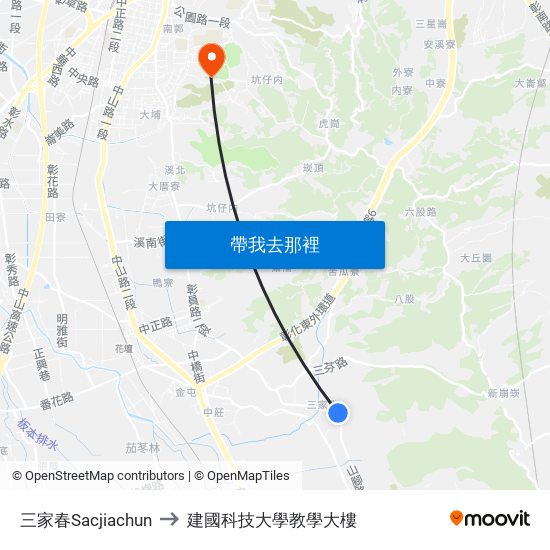 三家春Sacjiachun to 建國科技大學教學大樓 map