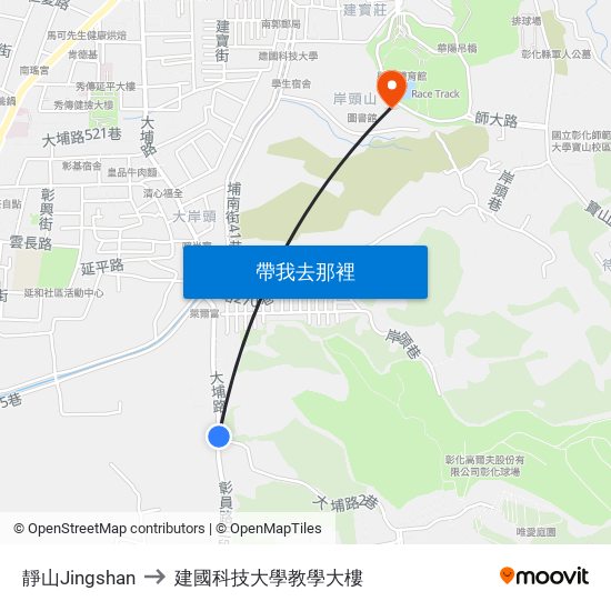 靜山Jingshan to 建國科技大學教學大樓 map