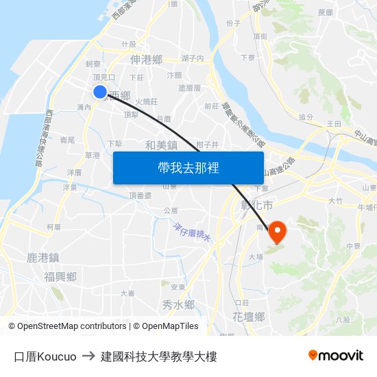 口厝Koucuo to 建國科技大學教學大樓 map