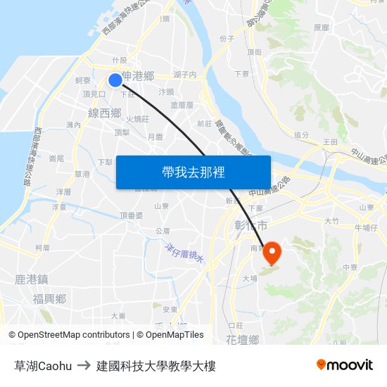 草湖Caohu to 建國科技大學教學大樓 map
